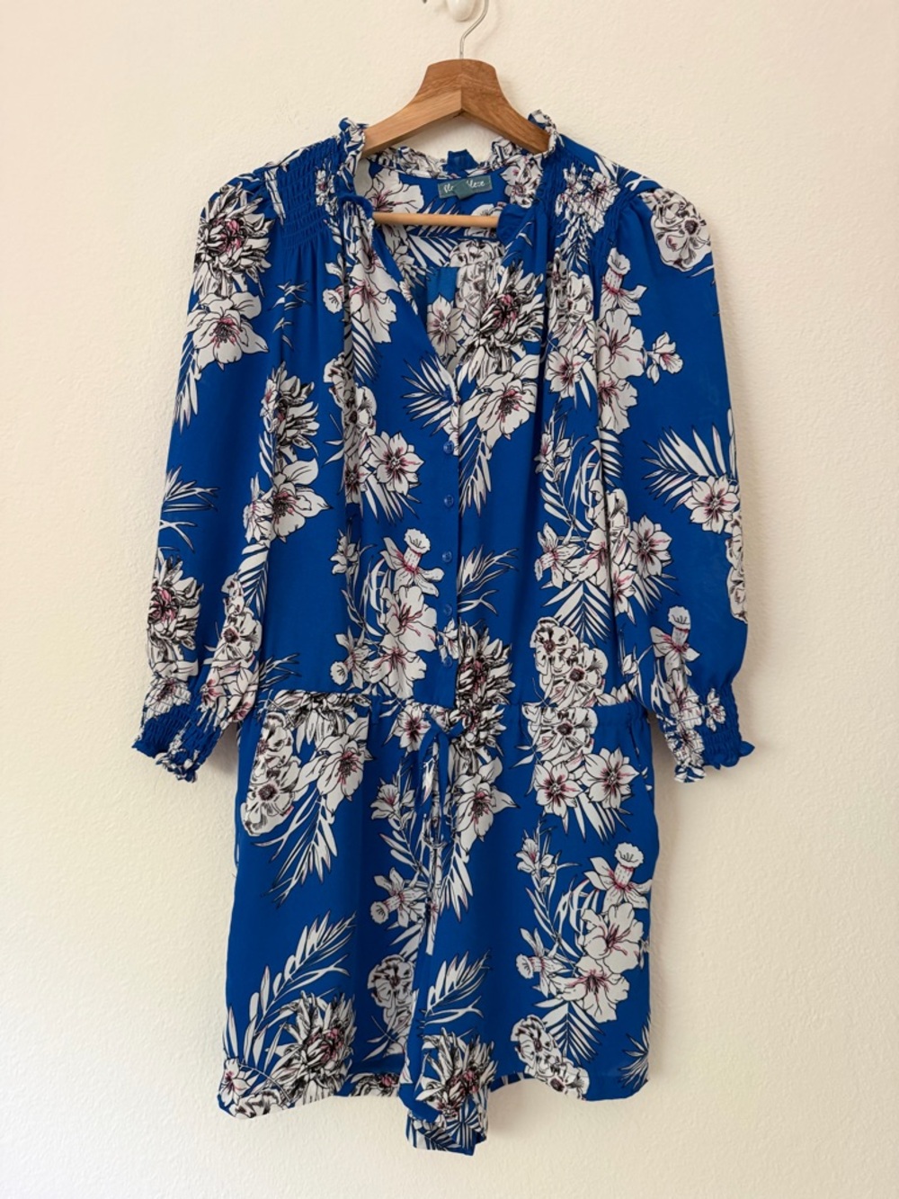 Fleur Bleue Floral Tropical Blue Romper Size 4 Vacation Cruise Resort Beach Pool